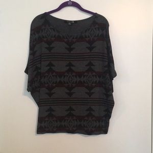 🚫SOLD Aztec Print Red, Grey, Black Top F21 Size M